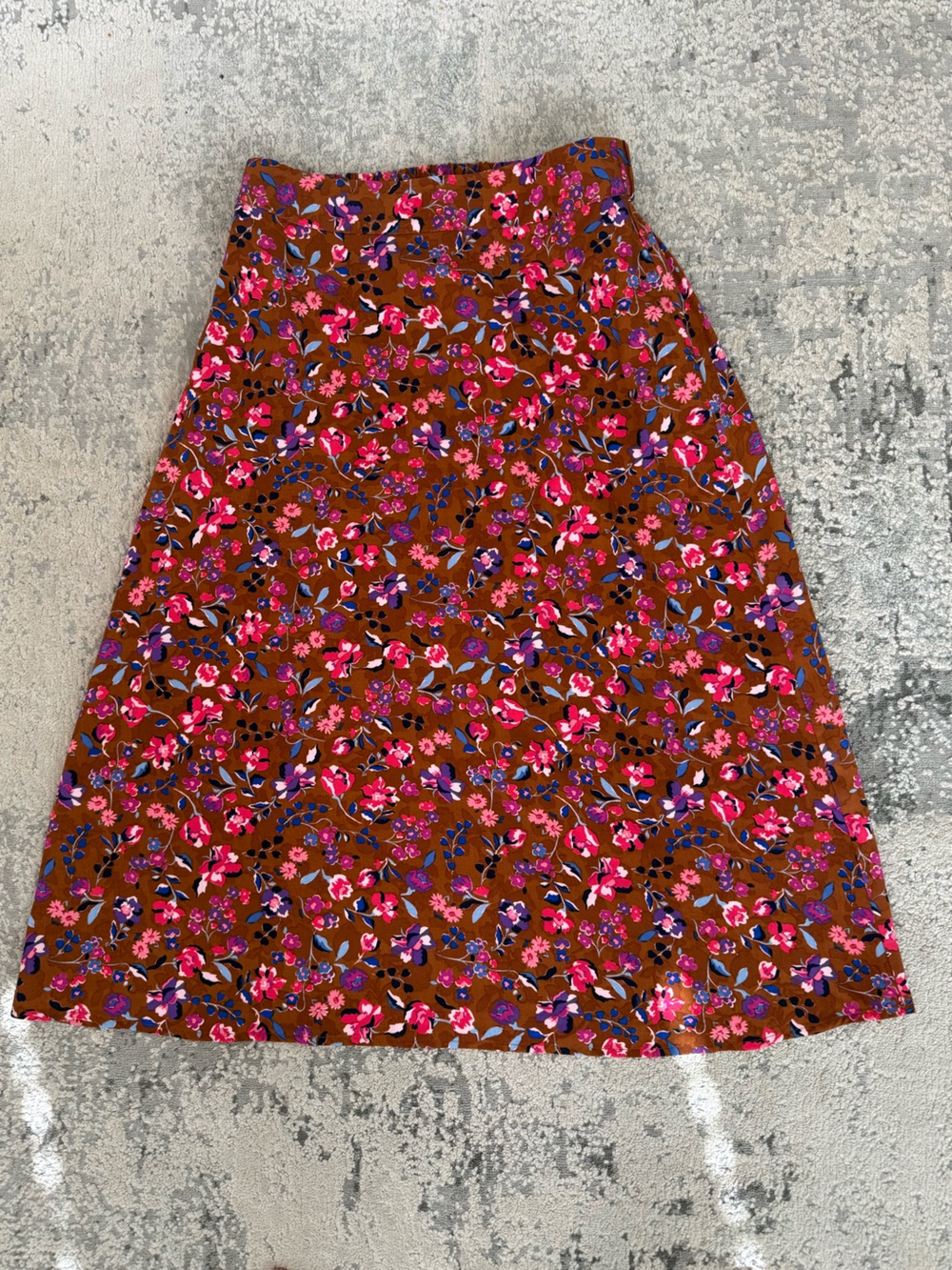 🩷St John’s Bay Floral Midi Skirt in Rust with and Pink and Purple Flowers NEW